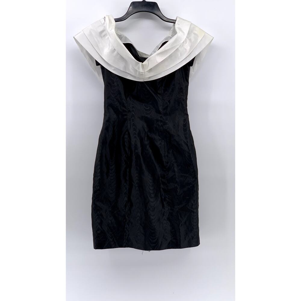 UNBRANDED Women's Black-White Pleated Shoulder Dress SZ S - Picture 2 of 11